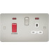 Flat plate 45A DP switch and 13A switched socket with neon - pearl with white insert