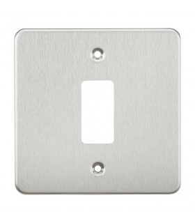 Flat plate 1G grid faceplate - brushed chrome