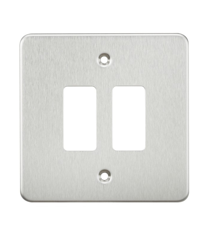 Flat plate 2G grid faceplate - brushed chrome