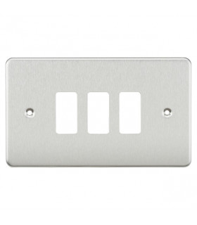 Flat plate 3G grid faceplate - brushed chrome