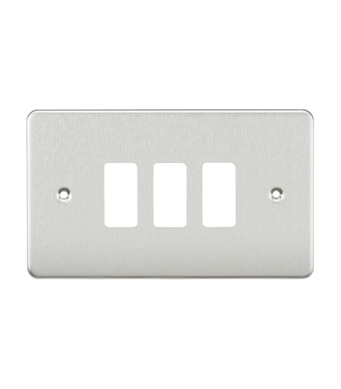 Flat plate 3G grid faceplate - brushed chrome