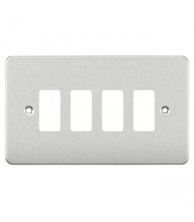 Flat plate 4G grid faceplate - brushed chrome