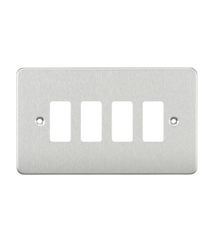 Flat plate 4G grid faceplate - brushed chrome