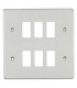 Flat plate 6G grid faceplate - brushed chrome