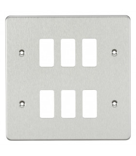 Flat plate 6G grid faceplate - brushed chrome