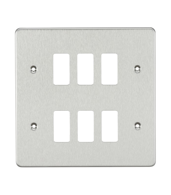 Flat plate 6G grid faceplate - brushed chrome