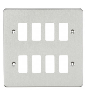 Flat plate 8G grid faceplate - brushed chrome