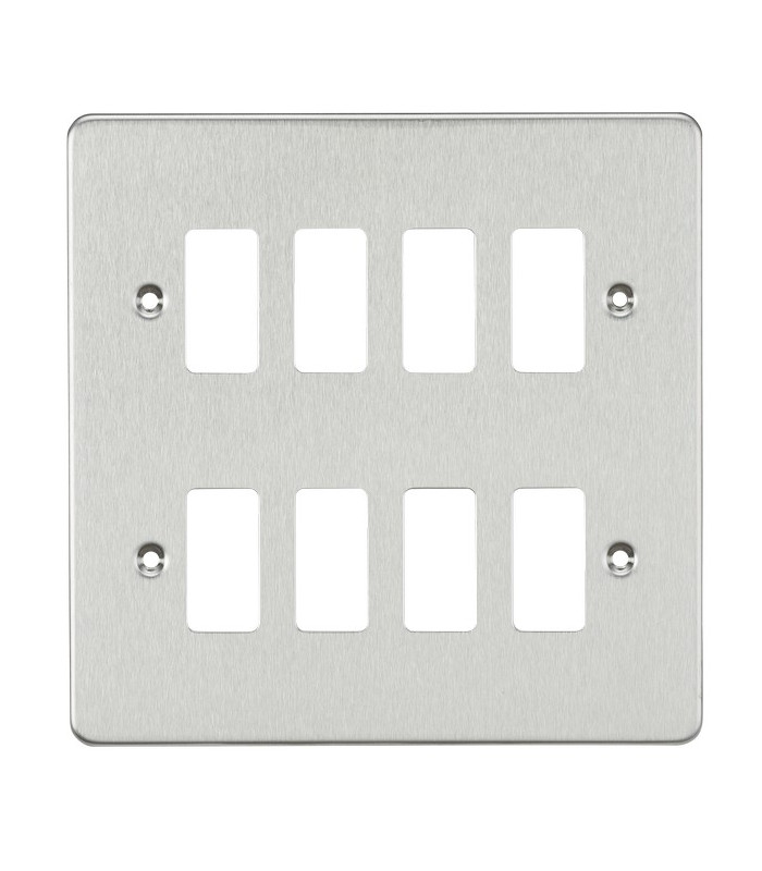 Flat plate 8G grid faceplate - brushed chrome