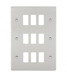 Flat plate 9G grid faceplate - brushed chrome