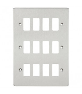 Flat plate 12G grid faceplate - brushed chrome