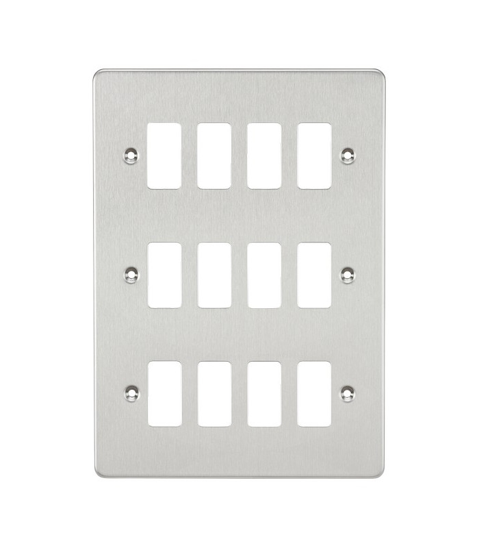 Flat plate 12G grid faceplate - brushed chrome