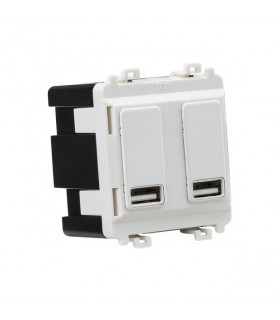 Dual USB charger module (2 x grid positions) 5V 2.4A (shared) - matt white