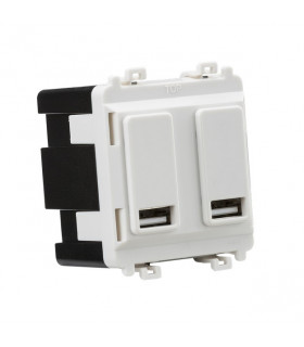 Dual USB charger module (2 x grid positions) 5V 2.4A (shared) - white