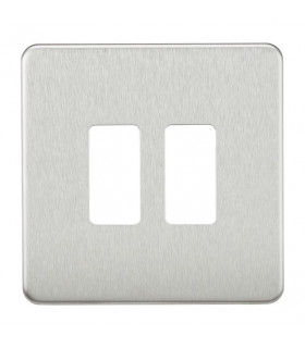 Screwless 2G grid faceplate - brushed chrome