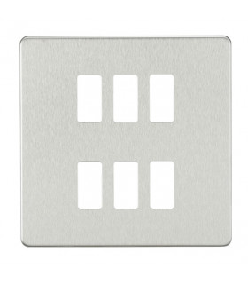 Screwless 6G grid faceplate - brushed chrome