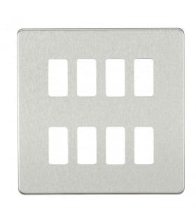 Screwless 8G grid faceplate - brushed chrome