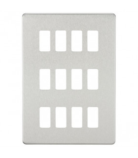 Screwless 12G grid faceplate - brushed chrome