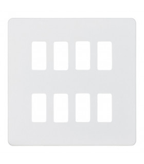 Screwless 8G grid faceplate - matt white