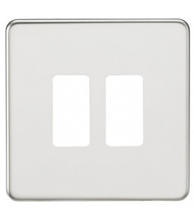Screwless 2G grid faceplate - polished chrome