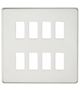 Screwless 8G grid faceplate - polished chrome