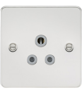 Flat plate 5A unswitched socket - polished chrome with grey insert