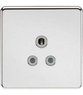 Screwless 5A Unswitched Socket - Polished Chrome with Grey Insert