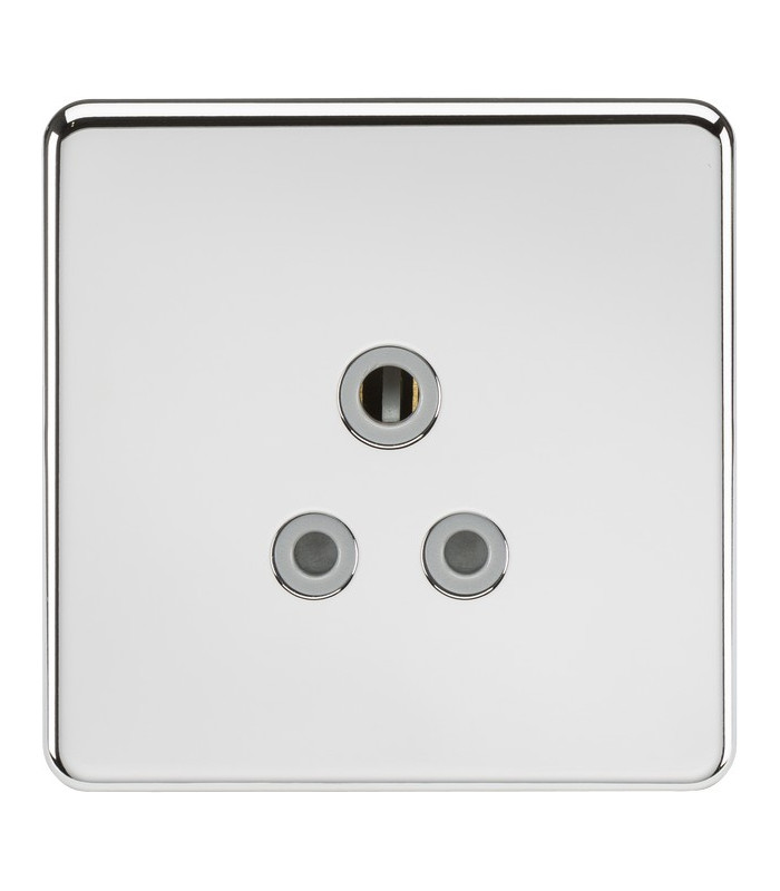 Screwless 5A Unswitched Socket - Polished Chrome with Grey Insert