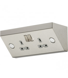 13A 2G Mounting DP Switched Socket - Stainless Steel with grey insert