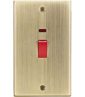 45A DP Switch with Neon (double size) - Square Edge Antique Brass