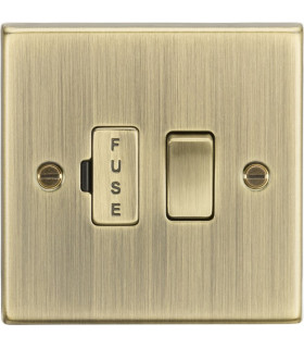 13A Switched Fused Spur Unit - Square Edge Antique Brass