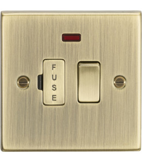 13A Switched Fused Spur Unit with Neon - Square Edge Antique Brass