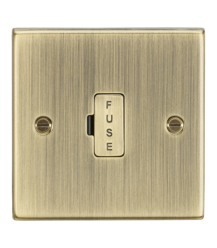 13A Fused Spur Unit - Square Edge Antique Brass