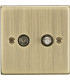 TV & SAT TV Outlet (isolated) - Square Edge Antique Brass