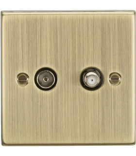 TV & SAT TV Outlet (isolated) - Square Edge Antique Brass