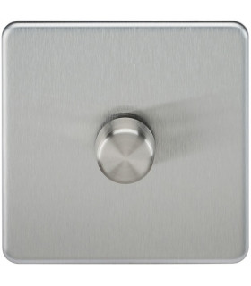Screwless 1G 2-way 10-200W (5-150W LED) trailing edge dimmer - Brushed Chrome