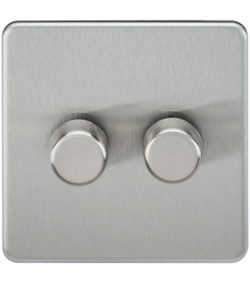 Screwless 2G 2-way 10-200W (5-150W LED) trailing edge dimmer - Brushed Chrome
