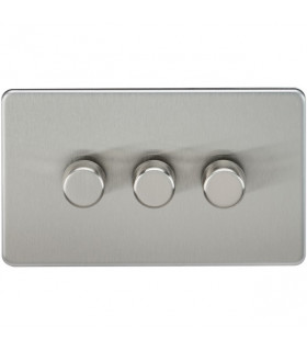 Screwless 3G 2-way 10-200W (5-150W LED) trailing edge dimmer - Brushed Chrome