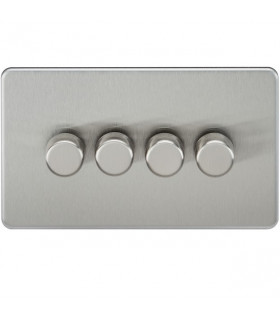 Screwless 4G 2-way 10-200W (5-150W LED) trailing edge dimmer - Brushed Chrome
