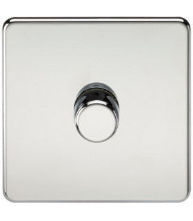 Screwless 1G 2-way 10-200W (5-150W LED) trailing edge dimmer - Polished Chrome