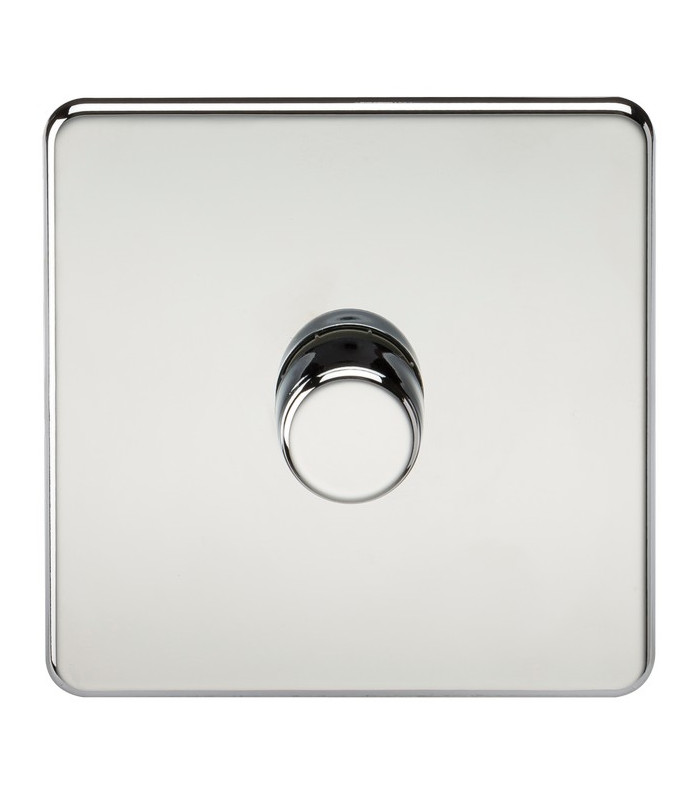 Screwless 1G 2-way 10-200W (5-150W LED) trailing edge dimmer - Polished Chrome