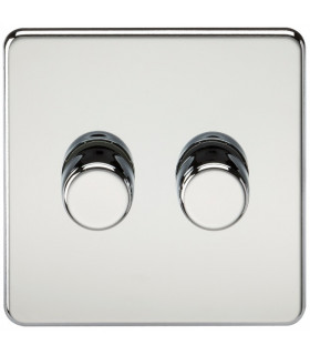 Screwless 2G 2-way 10-200W (5-150W LED) trailing edge dimmer - Polished Chrome