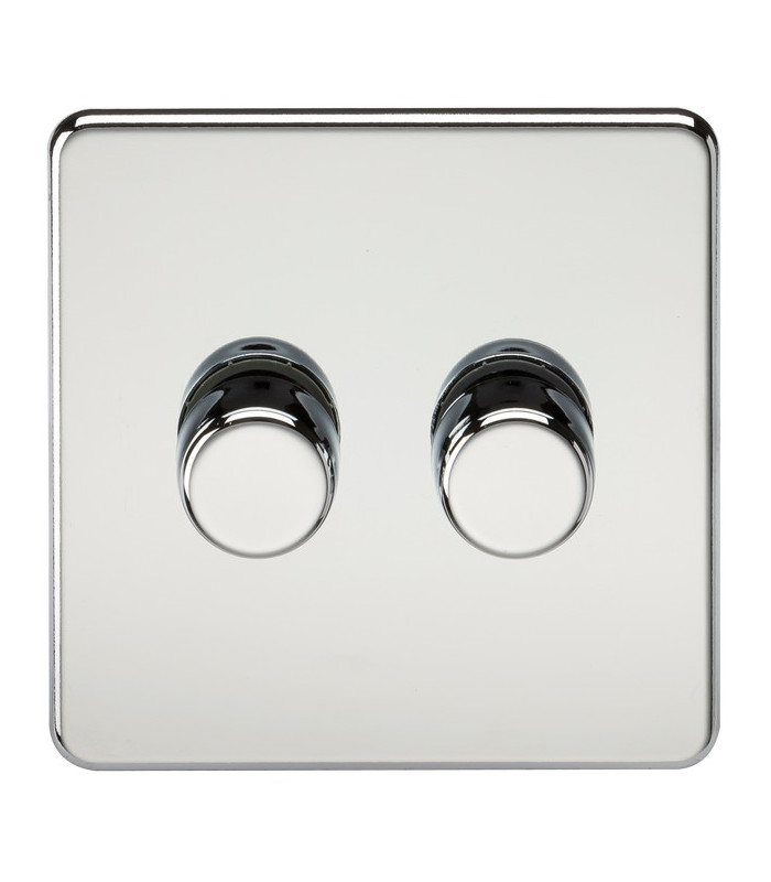 Screwless 2G 2-way 10-200W (5-150W LED) trailing edge dimmer - Polished Chrome