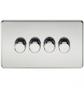 Screwless 4G 2-way 10-200W (5-150W LED) trailing edge dimmer - Polished Chrome