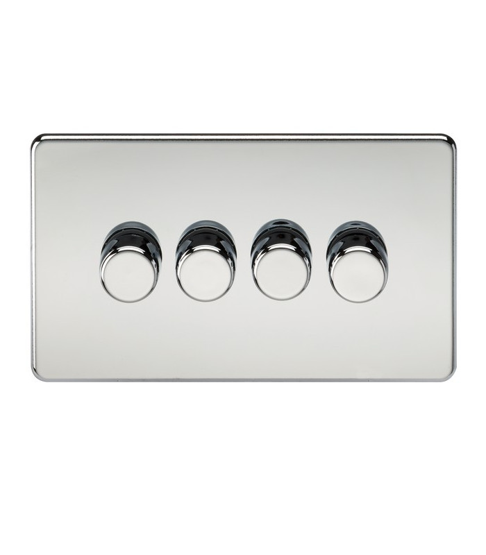 Screwless 4G 2-way 10-200W (5-150W LED) trailing edge dimmer - Polished Chrome
