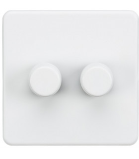 Screwless 2G 2-way 10-200W (5-150W LED) trailing edge dimmer - Matt White