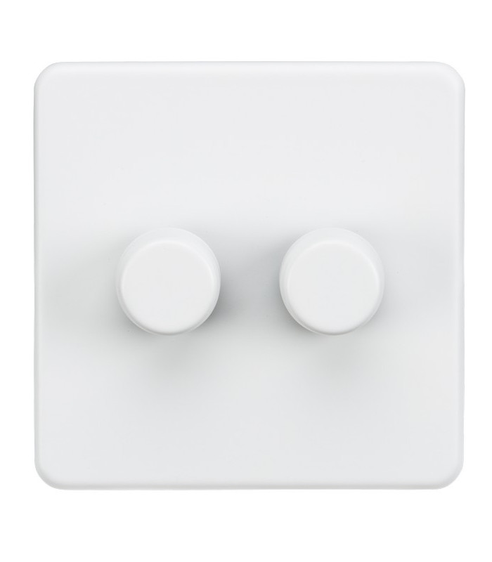 Screwless 2G 2-way 10-200W (5-150W LED) trailing edge dimmer - Matt White