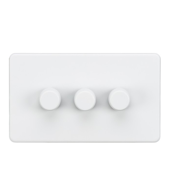 Screwless 3G 2-way 10-200W (5-150W LED) trailing edge dimmer - Matt White