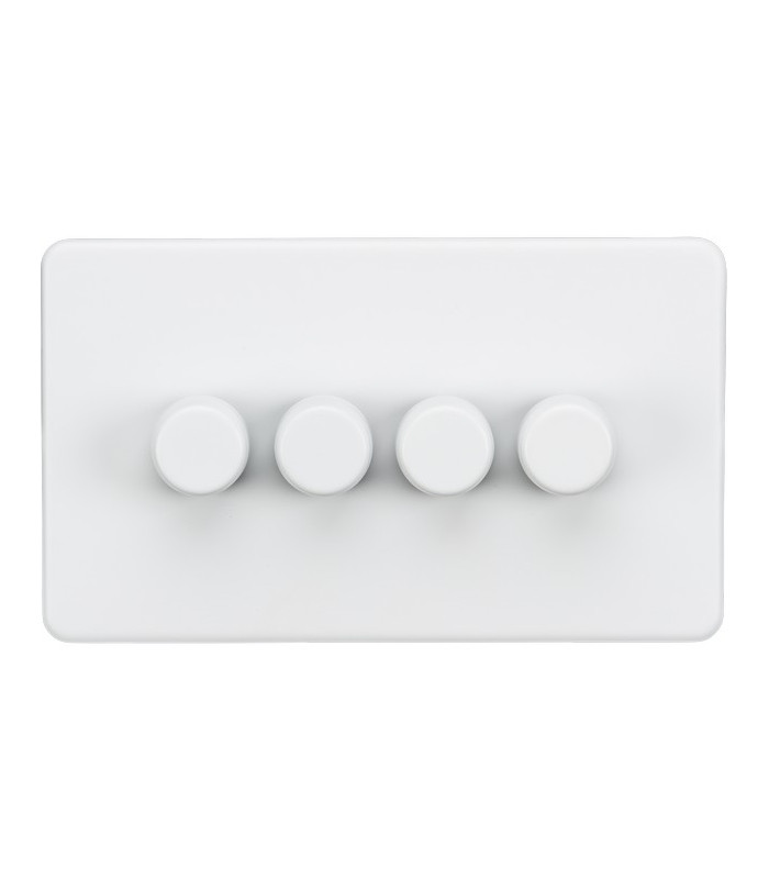 Screwless 4G 2-way 10-200W (5-150W LED) trailing edge dimmer - Matt White