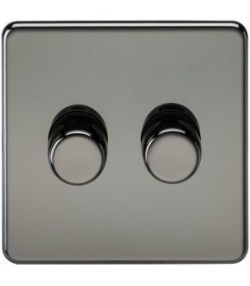 Screwless 2G 2-way 10-200W (5-150W LED) trailing edge dimmer - Black Nickel
