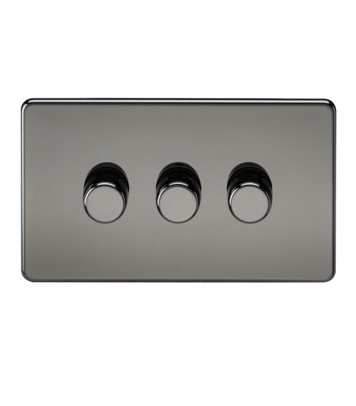 Screwless 3G 2-way 10-200W (5-150W LED) trailing edge dimmer - Black Nickel